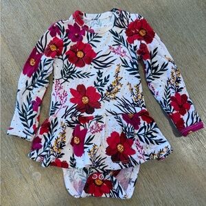 Posh Peanut Floral Long Sleeve Dress - Red and White